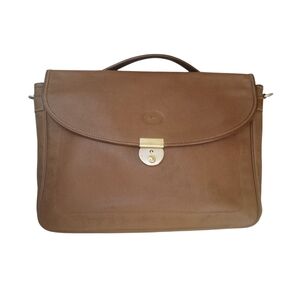 Vintage Longchamp Paris Leather Briefcase Made in France Lock+Key Messenger Bag